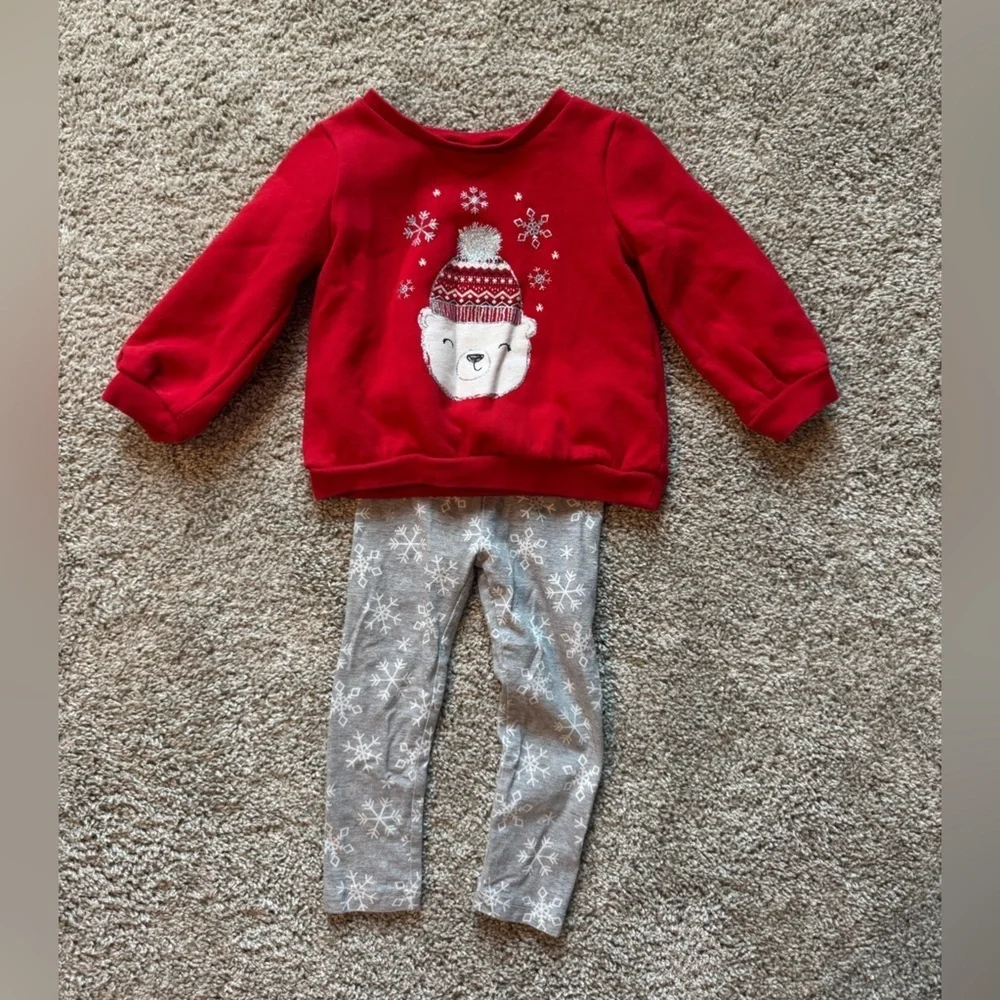 Baby Girl Carter's 2-Piece Polar Bear Fleece Top & Leggings Set size 9 Months